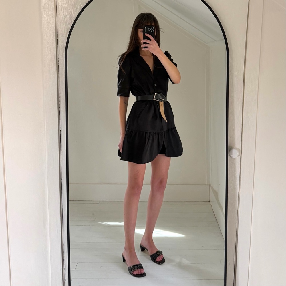 Jazmin Chebar Vintage Y2K Satin Blazer Mini Dress Size 3 Black